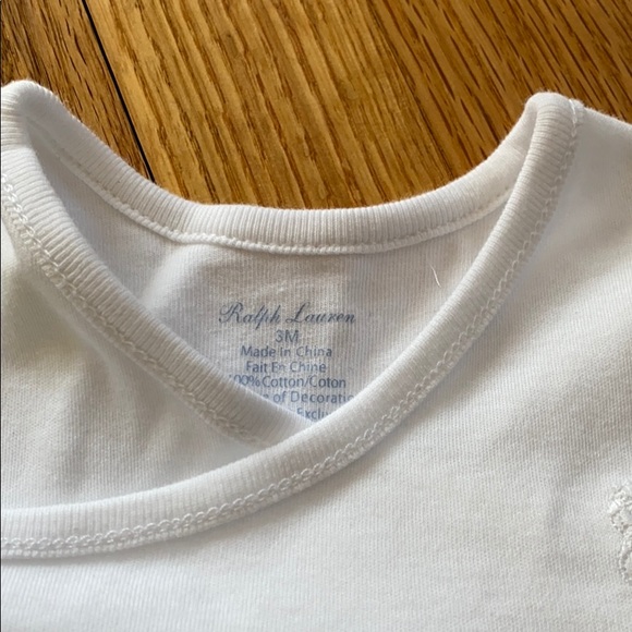 Ralph Lauren white onsie, hand covers, 3M - Picture 3 of 5